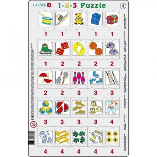Set 12 Puzzle-uri 1-2-3, 25 Piese Larsen LRP46 Set 12 Puzzle-uri 1-2-3, 25 Piese Larsen LRP46