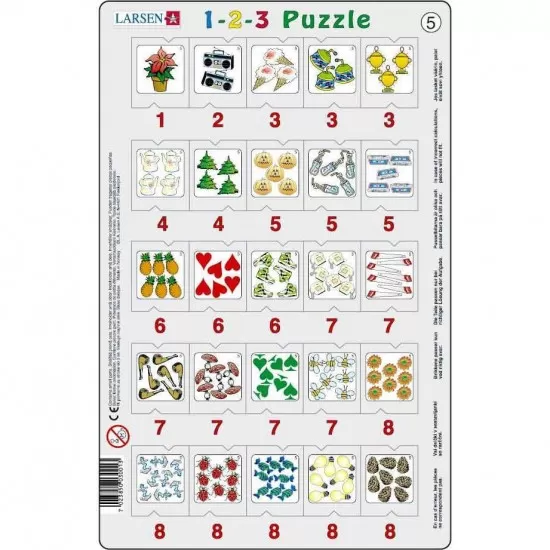 Set 12 Puzzle-uri 1-2-3, 25 Piese Larsen LRP46 Set 12 Puzzle-uri 1-2-3, 25 Piese Larsen LRP46