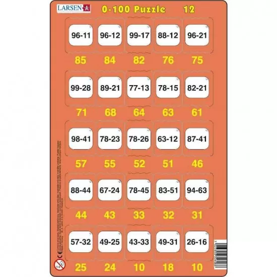 Set 16 Puzzle-uri 0 - 100, 25 Piese Larsen LRP48 Set 16 Puzzle-uri 0 - 100, 25 Piese Larsen LRP48