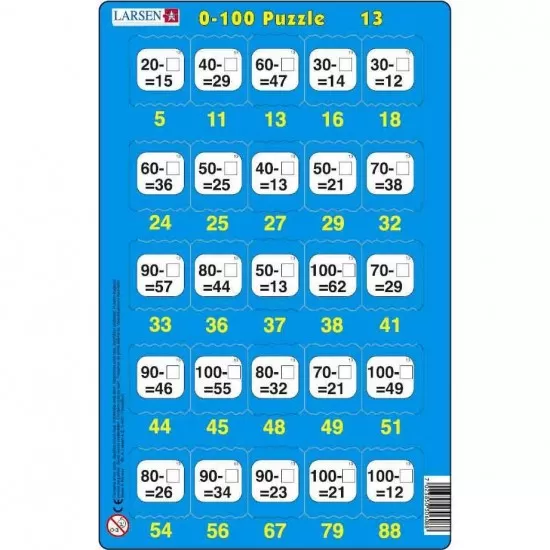 Set 16 Puzzle-uri 0 - 100, 25 Piese Larsen LRP48 Set 16 Puzzle-uri 0 - 100, 25 Piese Larsen LRP48