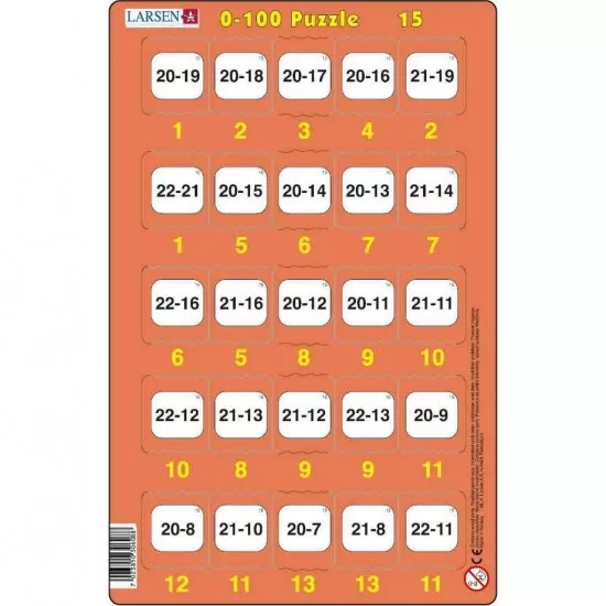 Set 16 Puzzle-uri 0 - 100, 25 Piese Larsen LRP48 Set 16 Puzzle-uri 0 - 100, 25 Piese Larsen LRP48