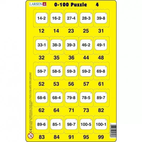 Set 16 Puzzle-uri 0 - 100, 25 Piese Larsen LRP48 Set 16 Puzzle-uri 0 - 100, 25 Piese Larsen LRP48