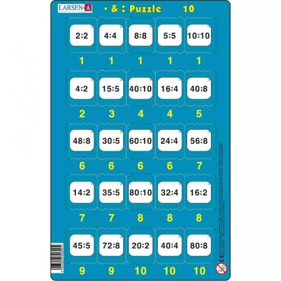 Set 16 Puzzle-uri Inmultire si Impartire, 25 Piese Larsen LRP49 Set 16 Puzzle-uri Inmultire si Impartire, 25 Piese Larsen LRP49