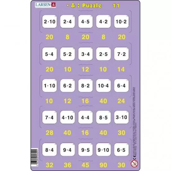 Set 16 Puzzle-uri Inmultire si Impartire, 25 Piese Larsen LRP49 Set 16 Puzzle-uri Inmultire si Impartire, 25 Piese Larsen LRP49