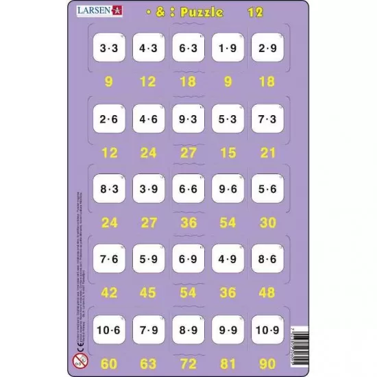 Set 16 Puzzle-uri Inmultire si Impartire, 25 Piese Larsen LRP49 Set 16 Puzzle-uri Inmultire si Impartire, 25 Piese Larsen LRP49