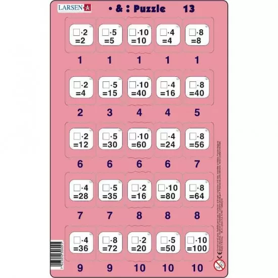 Set 16 Puzzle-uri Inmultire si Impartire, 25 Piese Larsen LRP49 Set 16 Puzzle-uri Inmultire si Impartire, 25 Piese Larsen LRP49
