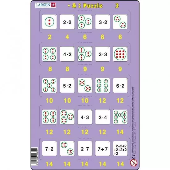 Set 16 Puzzle-uri Inmultire si Impartire, 25 Piese Larsen LRP49 Set 16 Puzzle-uri Inmultire si Impartire, 25 Piese Larsen LRP49