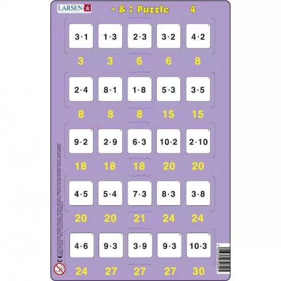 Set 16 Puzzle-uri Inmultire si Impartire, 25 Piese Larsen LRP49 Set 16 Puzzle-uri Inmultire si Impartire, 25 Piese Larsen LRP49