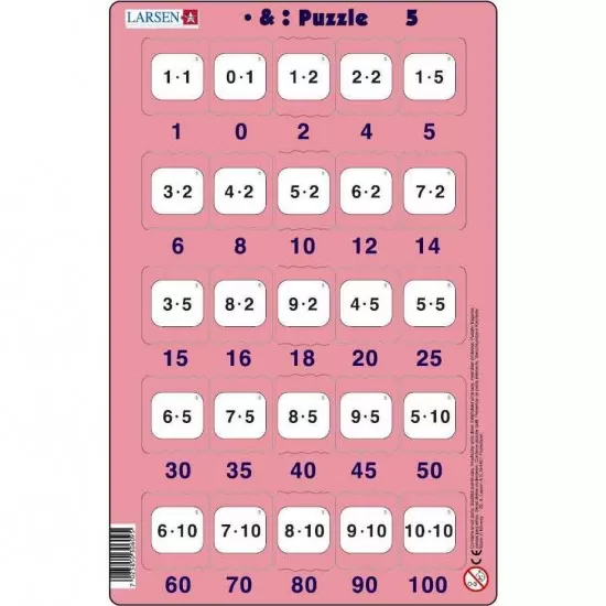 Set 16 Puzzle-uri Inmultire si Impartire, 25 Piese Larsen LRP49 Set 16 Puzzle-uri Inmultire si Impartire, 25 Piese Larsen LRP49