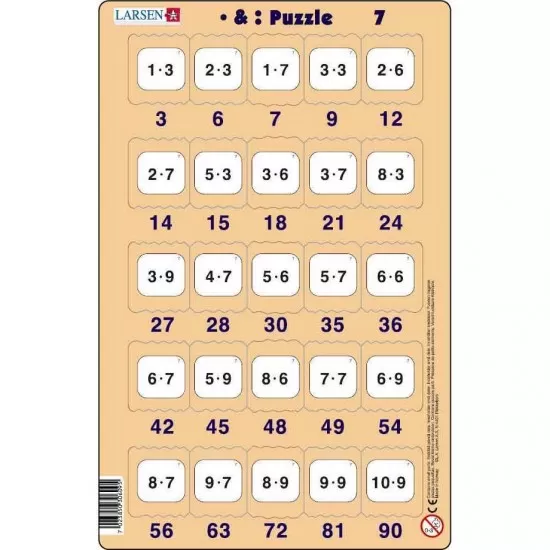 Set 16 Puzzle-uri Inmultire si Impartire, 25 Piese Larsen LRP49 Set 16 Puzzle-uri Inmultire si Impartire, 25 Piese Larsen LRP49