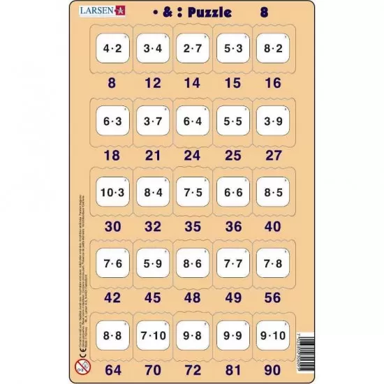 Set 16 Puzzle-uri Inmultire si Impartire, 25 Piese Larsen LRP49 Set 16 Puzzle-uri Inmultire si Impartire, 25 Piese Larsen LRP49