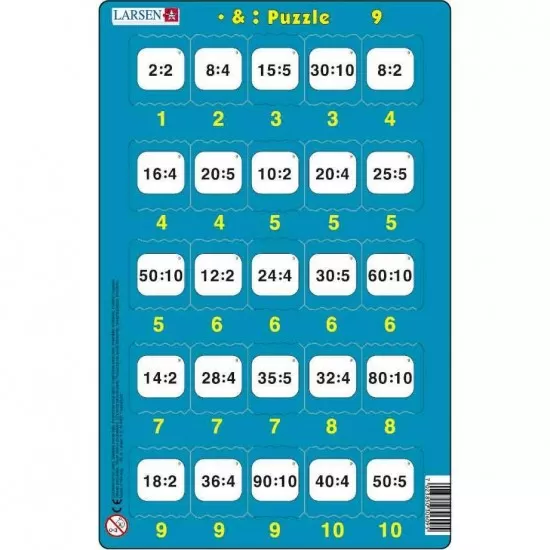 Set 16 Puzzle-uri Inmultire si Impartire, 25 Piese Larsen LRP49 Set 16 Puzzle-uri Inmultire si Impartire, 25 Piese Larsen LRP49