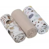 Set 3 scutece din muselina Infantilo IF19192 Bej/Eucalipt/Buline
