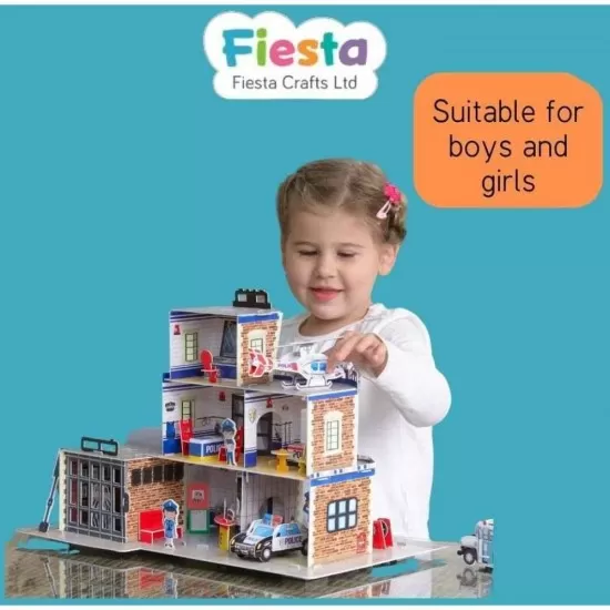 Set constructie puzzle 3D -  Statie de politie Fiesta Crafts 89 piese