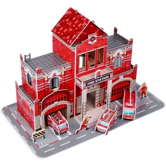 Set constructie puzzle 3D Statie de pompieri Fiesta Crafts 72 piese Set constructie puzzle 3D Statie de pompieri Fiesta Crafts 72 piese