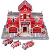 Set constructie puzzle 3D Statie de pompieri Fiesta Crafts 72 piese