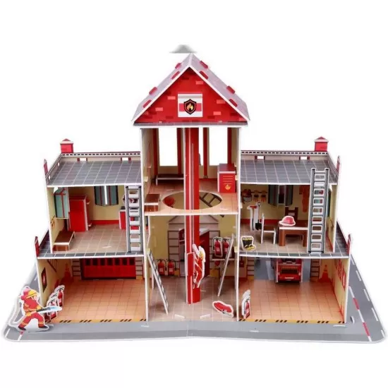 Set constructie puzzle 3D Statie de pompieri Fiesta Crafts 72 piese Set constructie puzzle 3D Statie de pompieri Fiesta Crafts 72 piese