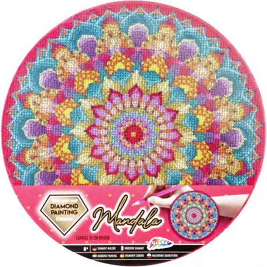 Set creativ cu diamante rotunde pe panza Mandala Diamond Painting 30x30 cm Grafix Set creativ cu diamante rotunde pe panza Mandala Diamond Painting 30x30 cm Grafix