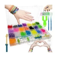 Set creativ elastice loom colorate cu organizator si accesorii, 4400 piese Kruzzel