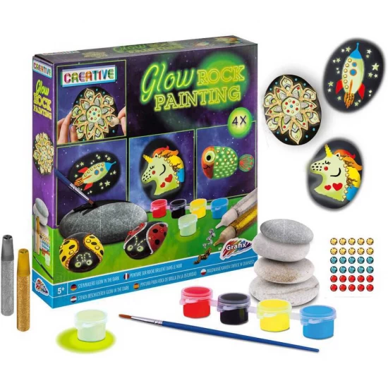 Set pictura pe pietre cu vopsea fosforescenta Glow in the dark Grafix Set pictura pe pietre cu vopsea fosforescenta Glow in the dark Grafix