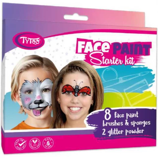 Set vopsea pentru fata Starter Kit 8 culori, 2 pulbere cu sclipici Tytoo Set vopsea pentru fata Starter Kit 8 culori, 2 pulbere cu sclipici Tytoo