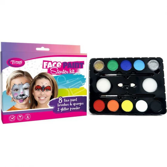 Set vopsea pentru fata Starter Kit 8 culori, 2 pulbere cu sclipici Tytoo Set vopsea pentru fata Starter Kit 8 culori, 2 pulbere cu sclipici Tytoo