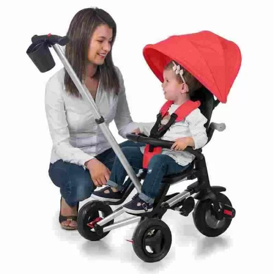 Tricicleta ultrapliabila cu roti cauciuc Qplay Nova Air Rosu