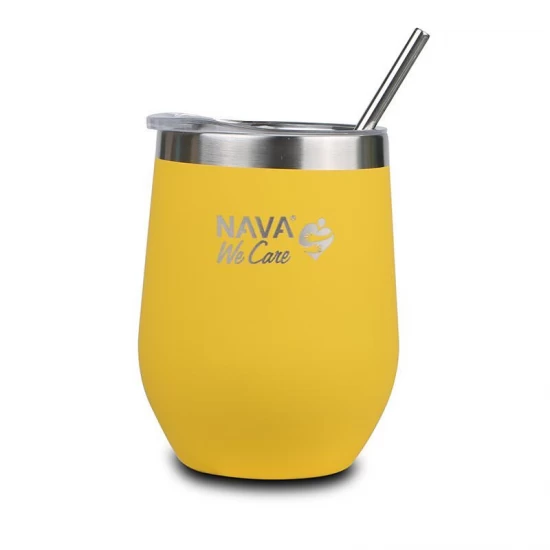 Cana termoizolanta cu pai Nava 360 ml galben Cana termoizolanta cu pai Nava 360 ml galben