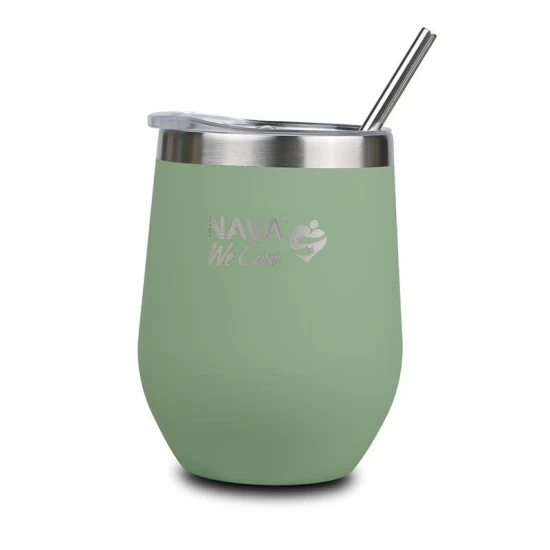 Cana termoizolanta cu pai Nava 360 ml verde Cana termoizolanta cu pai Nava 360 ml verde