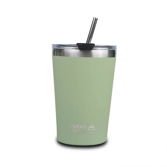 Cana termoizolanta cu pai Nava 450 ml verde Cana termoizolanta cu pai Nava 450 ml verde