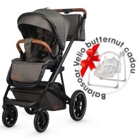 Carucior modular 2 in 1 Coccolle Nessia Anthracite+Balansoar bebelusi Coccolle Velio Butternut Cadou