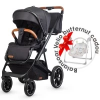 Carucior modular 2 in 1 Coccolle Nessia Diamond black+Balansoar bebelusi Coccolle Velio Butternut Cadou