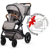Carucior modular 2 in 1 Coccolle Nessia Lunar Rock+Balansoar bebelusi Coccolle Velio Butternut Cadou