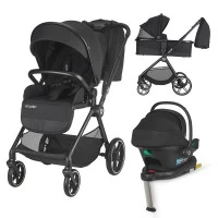Carucior modular 4 in 1 Coccolle Lissia Anthracite cu Scoica auto iSize Coccolle Knox Black si Baza isofix iSize Coccolle Knox