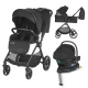 Carucior modular 4 in 1 Coccolle Lissia Anthracite cu Scoica auto iSize Coccolle Knox Black si Baza isofix iSize Coccolle Knox