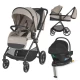 Carucior modular 4 in 1 Coccolle Lissia Butternut Beige cu Scoica auto iSize Coccolle Knox Black si Baza isofix iSize Coccolle Knox