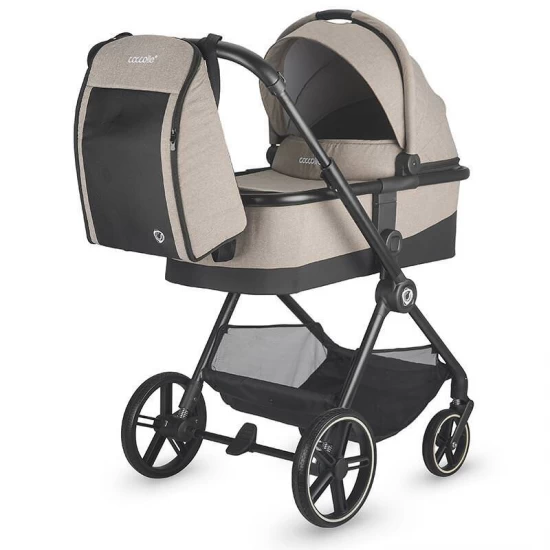 Carucior modular 4 in 1 Coccolle Lissia Butternut Beige cu Scoica auto iSize Coccolle Knox Black si Baza isofix iSize Coccolle Knox