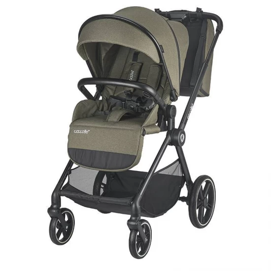 Carucior modular 4 in 1 Coccolle Lissia Moss green cu Scoica auto iSize Coccolle Knox Black si Baza isofix iSize Coccolle Knox