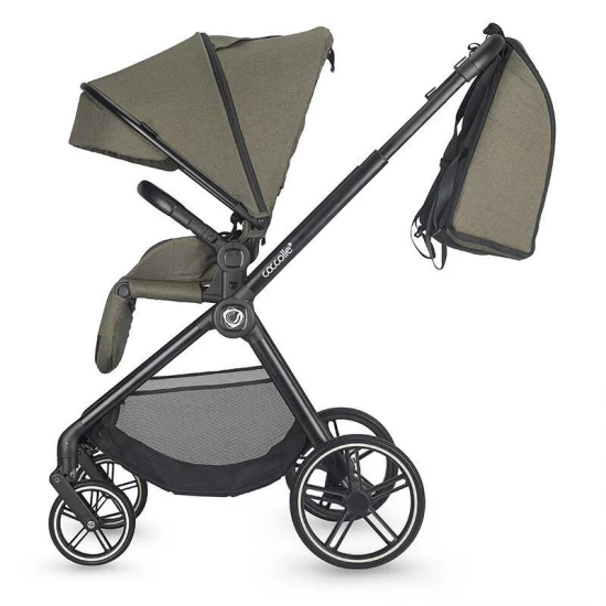 Carucior modular 4 in 1 Coccolle Lissia Moss green cu Scoica auto iSize Coccolle Knox Black si Baza isofix iSize Coccolle Knox