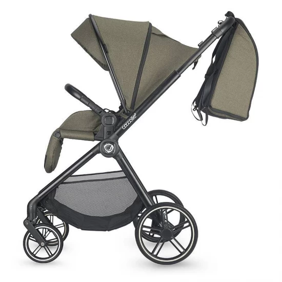 Carucior modular 4 in 1 Coccolle Lissia Moss green cu Scoica auto iSize Coccolle Knox Black si Baza isofix iSize Coccolle Knox