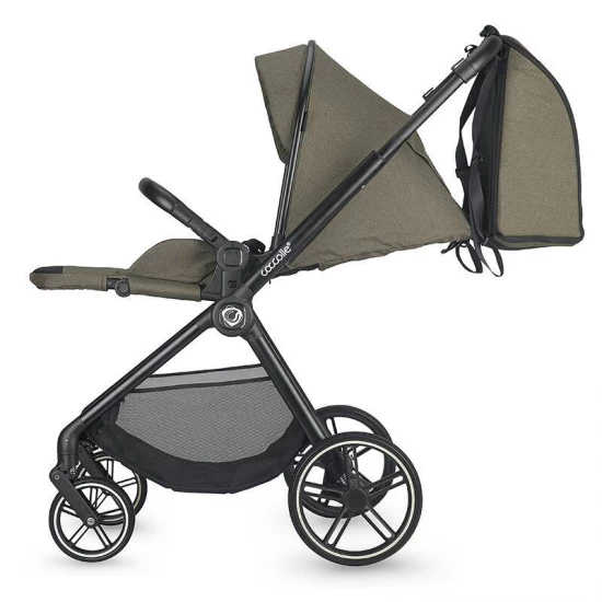 Carucior modular 4 in 1 Coccolle Lissia Moss green cu Scoica auto iSize Coccolle Knox Black si Baza isofix iSize Coccolle Knox