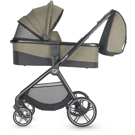 Carucior modular 4 in 1 Coccolle Lissia Moss green cu Scoica auto iSize Coccolle Knox Black si Baza isofix iSize Coccolle Knox