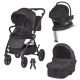 Carucior modular 4 in 1 Coccolle Serry Jet black cu Scoica auto iSize Coccolle Knox Black si Baza isofix iSize Coccolle Knox