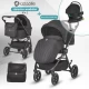 Carucior modular 4 in 1 Coccolle Serry Jet black cu Scoica auto iSize Coccolle Knox Black si Baza isofix iSize Coccolle Knox
