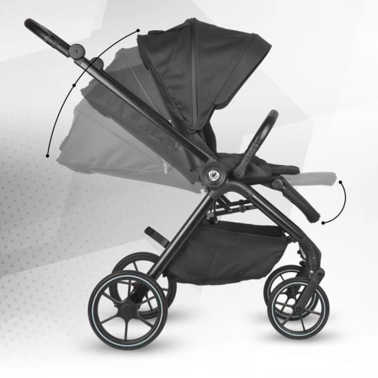 Carucior modular 4 in 1 Coccolle Serry Jet black cu Scoica auto iSize Coccolle Knox Black si Baza isofix iSize Coccolle Knox