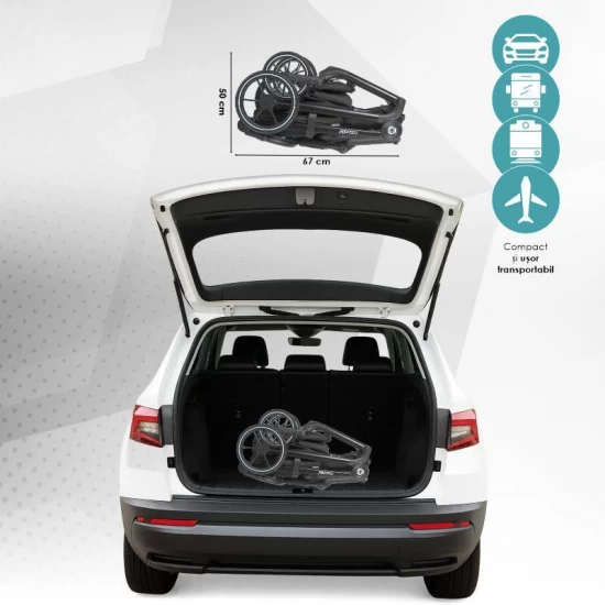 Carucior modular 4 in 1 Coccolle Serry Jet black cu Scoica auto iSize Coccolle Knox Black si Baza isofix iSize Coccolle Knox
