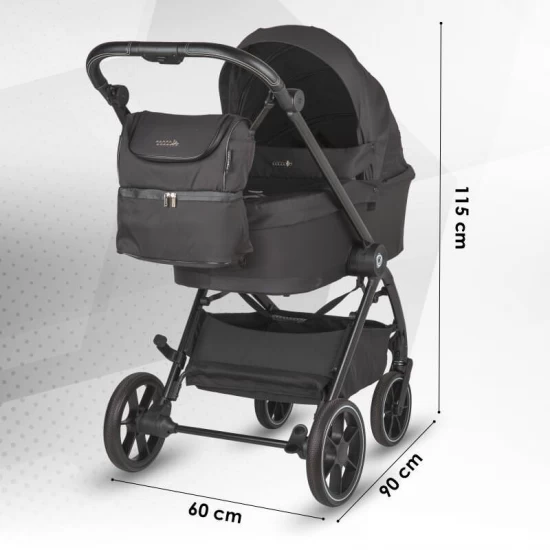 Carucior modular 4 in 1 Coccolle Serry Jet black cu Scoica auto iSize Coccolle Knox Black si Baza isofix iSize Coccolle Knox