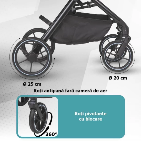 Carucior modular 4 in 1 Coccolle Serry Light Taupe cu Scoica auto iSize Coccolle Knox Black si Baza isofix iSize Coccolle Knox