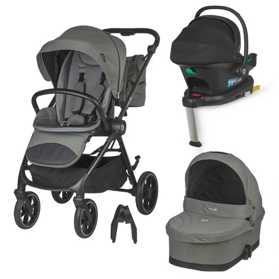 Carucior modular 4 in 1 Coccolle Serry Moss green cu Scoica auto iSize Coccolle Knox Black si Baza isofix iSize Coccolle Knox