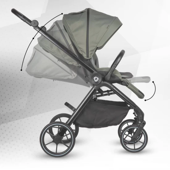 Carucior modular 4 in 1 Coccolle Serry Moss green cu Scoica auto iSize Coccolle Knox Black si Baza isofix iSize Coccolle Knox